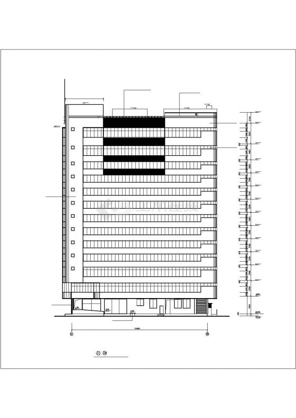 乌鲁木齐市某商业街14层框架结构商务酒店建筑设计CAD图纸-图一