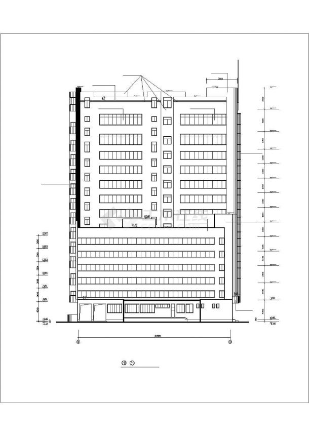 乌鲁木齐市某商业街14层框架结构商务酒店建筑设计CAD图纸-图二