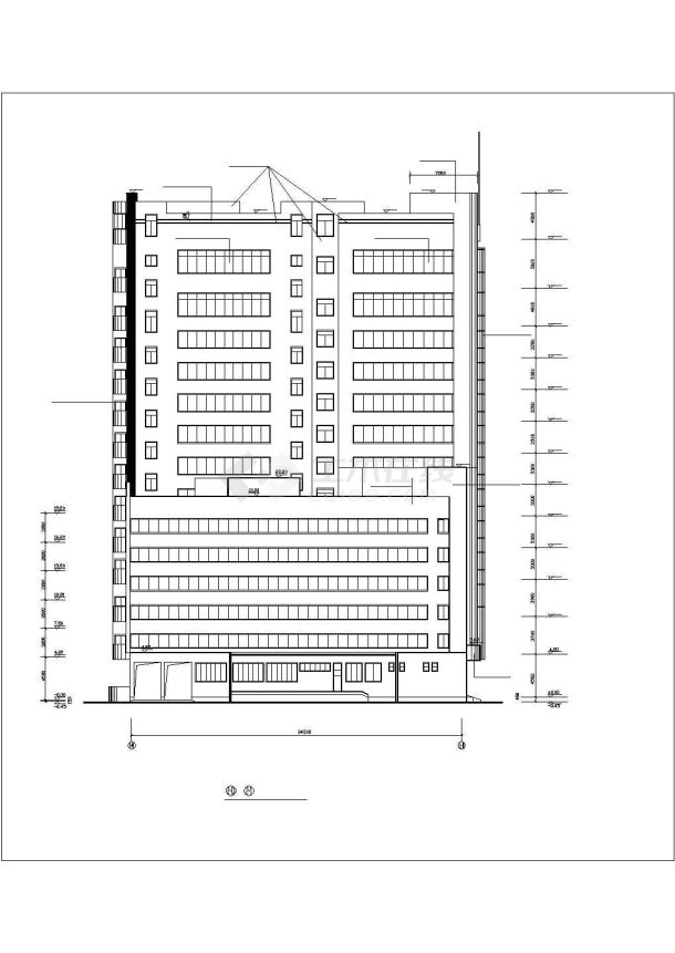 贵阳市人民路某临街1.2万平米14层框架结构商务酒店建筑设计CAD图纸-图一