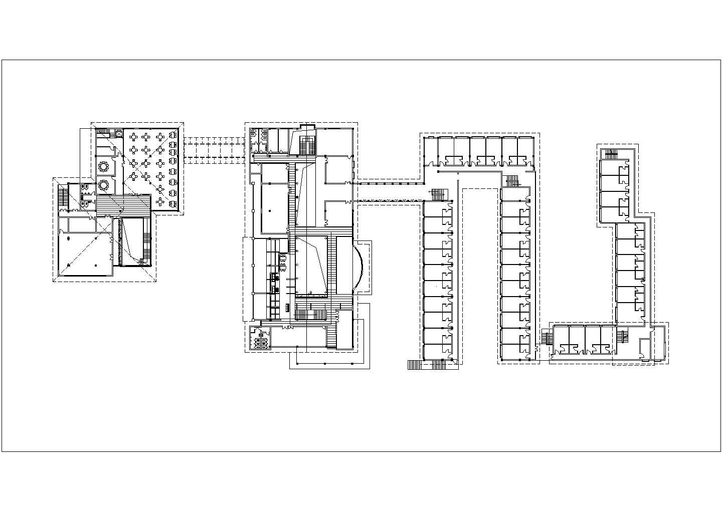2400平米2层框架结构休闲民宿酒店平立剖面设计CAD图纸