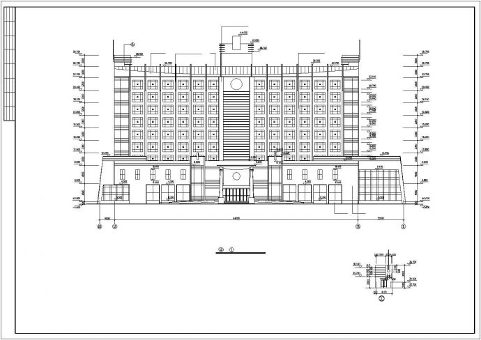 占地2300平米10层框架结构星级酒店建筑设计CAD图纸（含地下1层）_图1