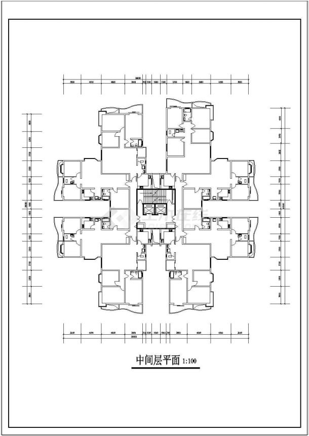 高级住宅楼建筑详细平立图集-图二