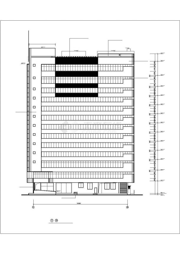 丽江市某商业街13层框架剪力墙结构商务酒店建筑设计CAD图纸-图一