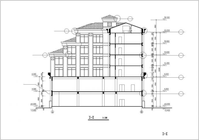 呼和浩特市某商业街2800平米6层框架结构连锁旅馆建筑设计CAD图纸_图1