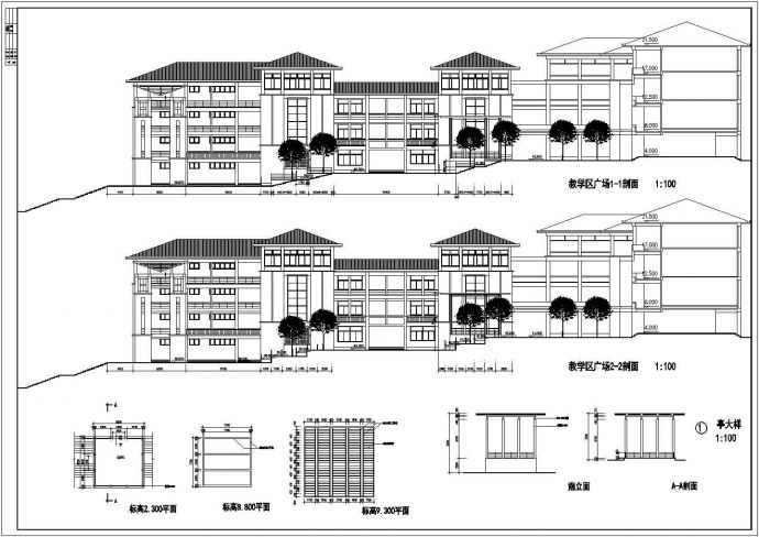 某学校教学楼广场环境设计CAD图_图1