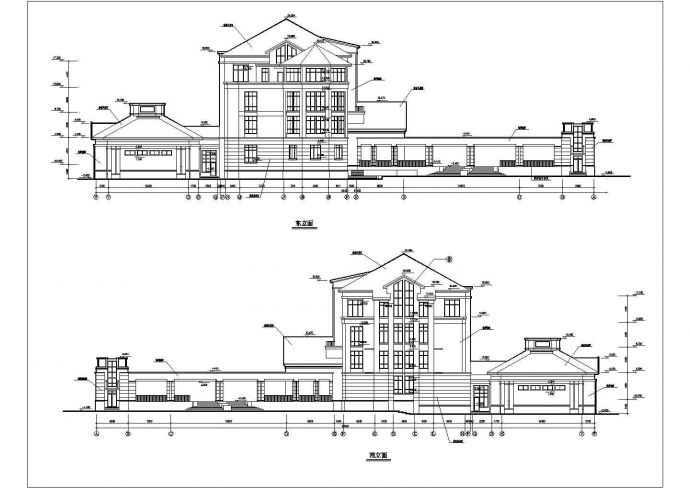 某四层框架结构学校教学楼立面设计方案CAD图纸_图1