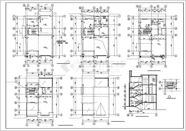 某联排别墅方案CAD建筑设计-图二
