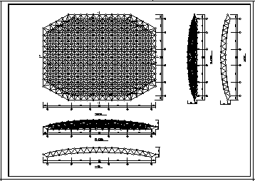 某单位单层风雨球场网架工程施工cad图_球场施工-图二