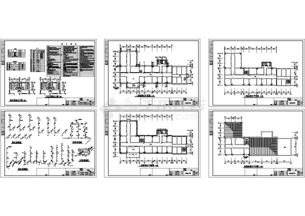 某4层L型医院门诊楼给排水工CAD全套详图-图一