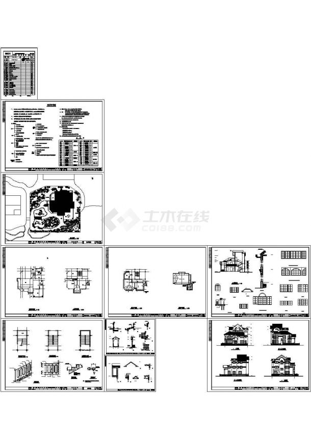 江苏三层砖混结构独栋私人别墅建筑cad施工图-图二