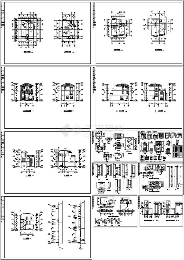 高档别墅全套建筑设计cad施工图-图一