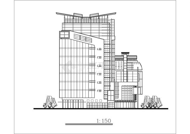 哈尔滨某街道7200平米8层框架结构三星级酒店全套建筑设计CAD图纸-图一