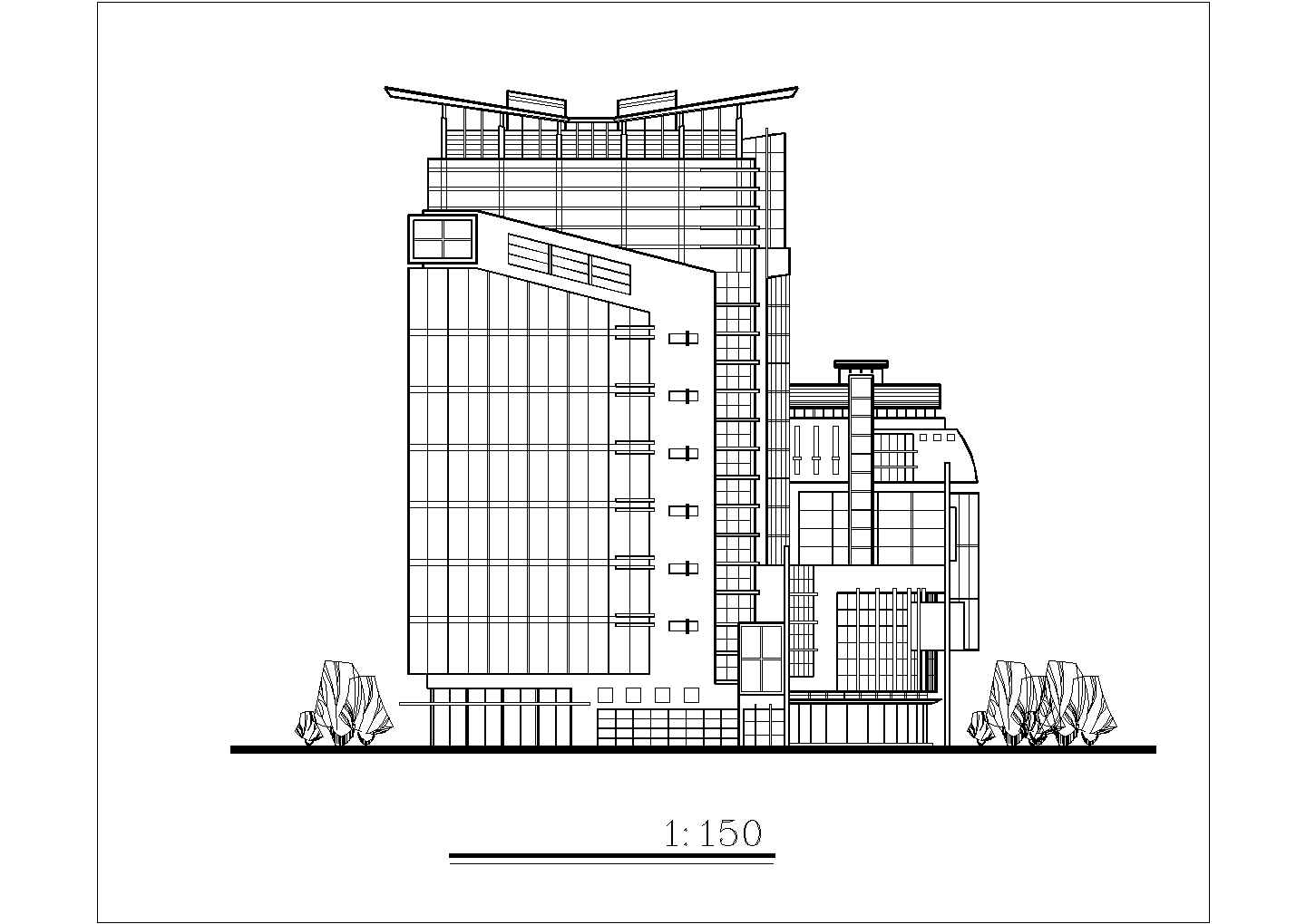 哈尔滨某街道7200平米8层框架结构三星级酒店全套建筑设计CAD图纸
