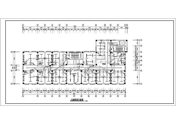 上海某私立医院8层门诊楼平面电气照明施工设计CAD图纸-图二