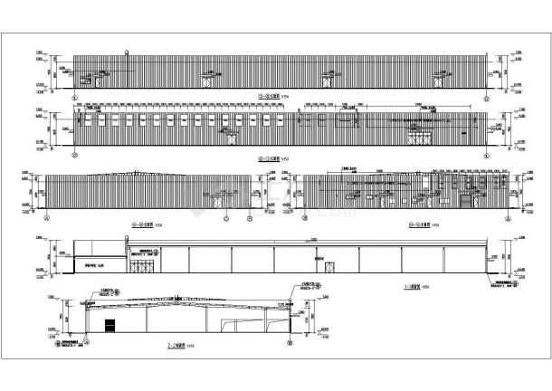 杭州市某社区3900平米单层门式刚架结构商场建筑设计CAD图纸-图二