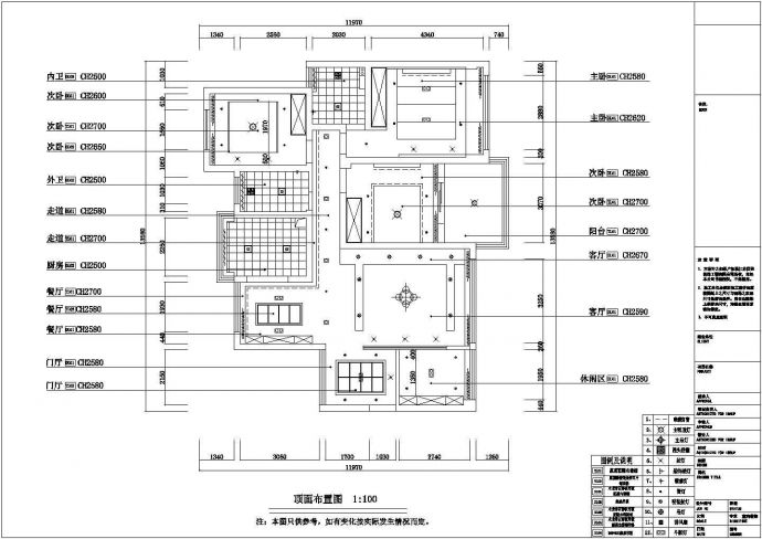 江城逸品小区四居室装修设计施工CAD图纸_图1
