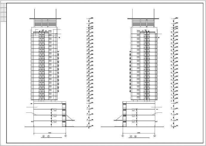 某市中心高级商住楼建筑全套设计施工CAD图纸_图1