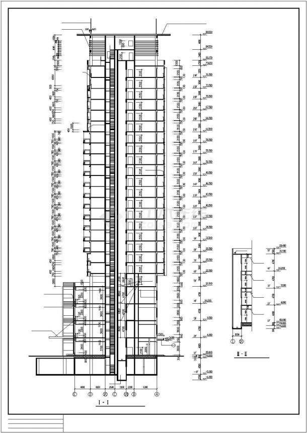 某市中心高级商住楼建筑全套设计施工CAD图纸-图二