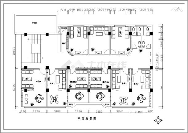 江海南路某连锁咖啡厅整体装修施工设计CAD图纸-图二