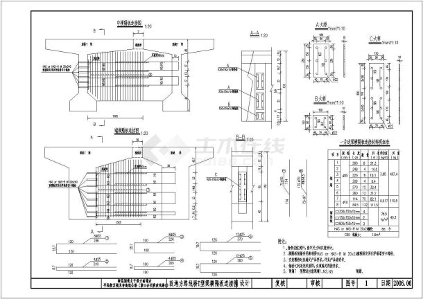 标准跨径20m主梁全长19.96m桥梁宽度净－7米预应力混凝土T形梁桥 （计算书、7张CAD图纸）-图一