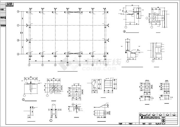 泉州市某大型工业区单层排架结构工业仓库结构设计CAD图纸-图二