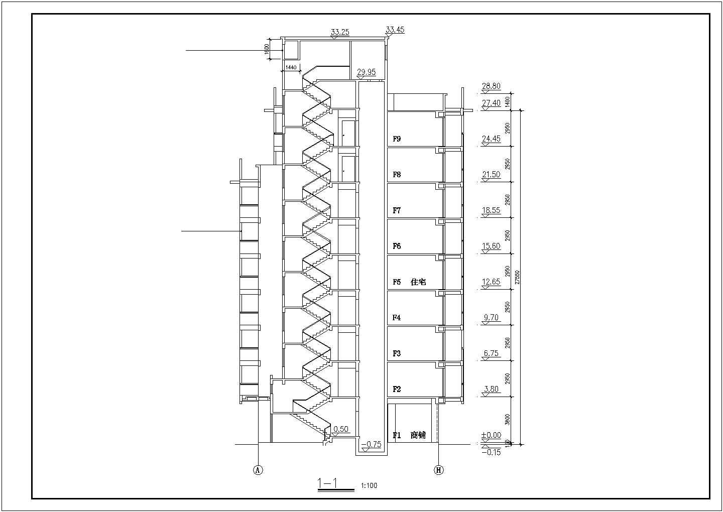 某城市高层综合商住楼建筑完整规划设计施工CAD图纸