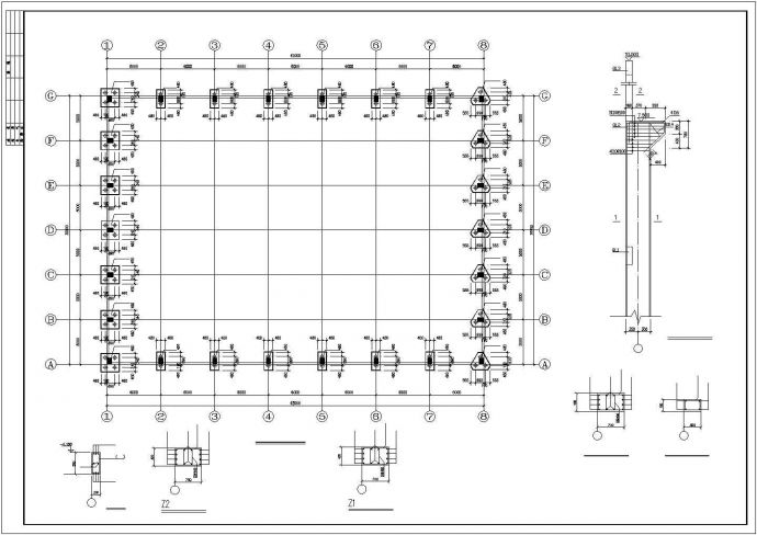 南京某工厂30米跨钢结构管桁架屋顶厂房结构设计CAD图纸_图1