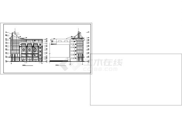 某城市海城商厦中心建筑设计施工CAD图纸-图二