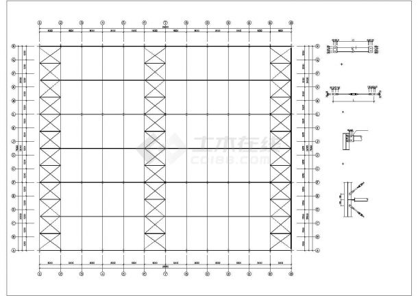 六安市某木业公司9000平米单层钢结构厂房结构设计CAD图纸-图二