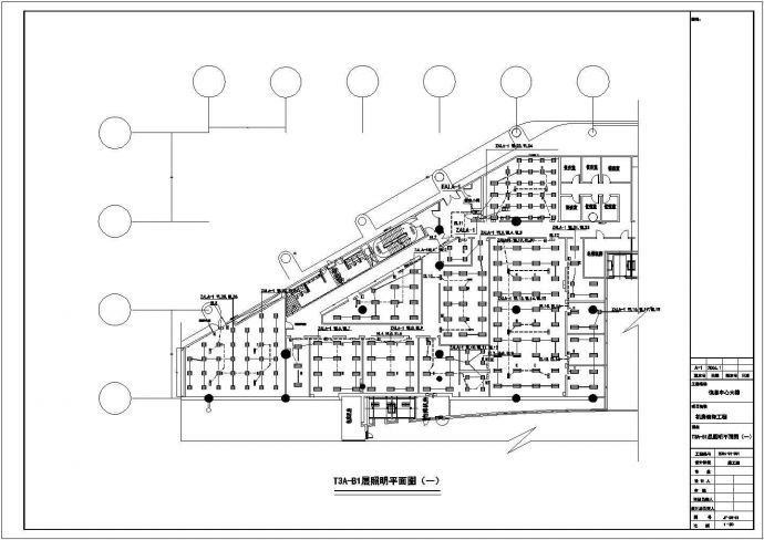 杭州市某发电厂内部机房电气照明系统设计CAD图纸_图1