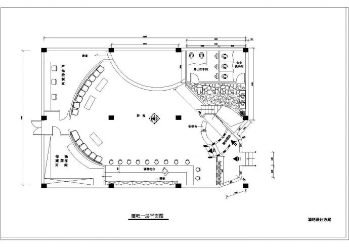 某城市度假型经典酒吧建筑装修设计施工CAD图纸_图1