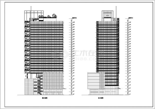 办公楼设计_某城市度假型经典酒店办公楼建筑设计施工CAD图纸-图二