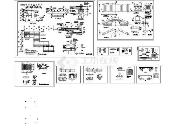 常用景观桥建筑工程CAD施工设计图纸-图二