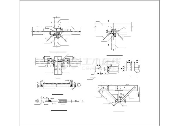 汕头市某现代化村镇1900平米单层钢结构文体中心结构设计CAD图纸-图二
