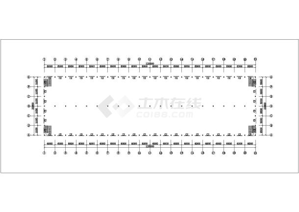 上海某化肥厂单层钢结构坡双跨厂房结构设计CAD图纸-图一