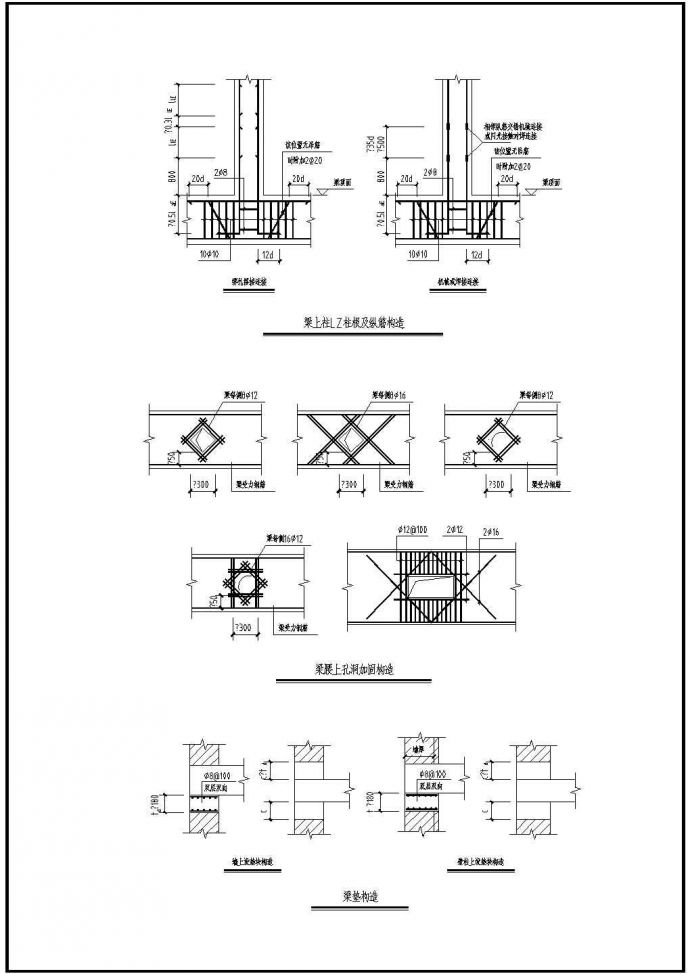某工程建筑梁相关构造设计CAD参考图_图1