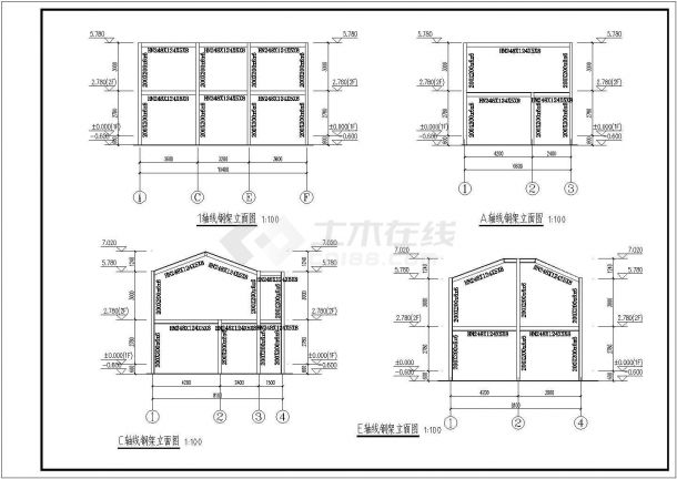 235平米2层轻钢钢结构单体别墅结构设计CAD图纸（2套方案）-图二