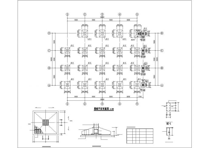 长沙市某中学1200平米钢结构二层自行车棚全套结构设计CAD图纸_图1