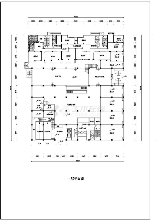 某城镇高级大型商场建筑设计方案完整施工CAD图纸-图二