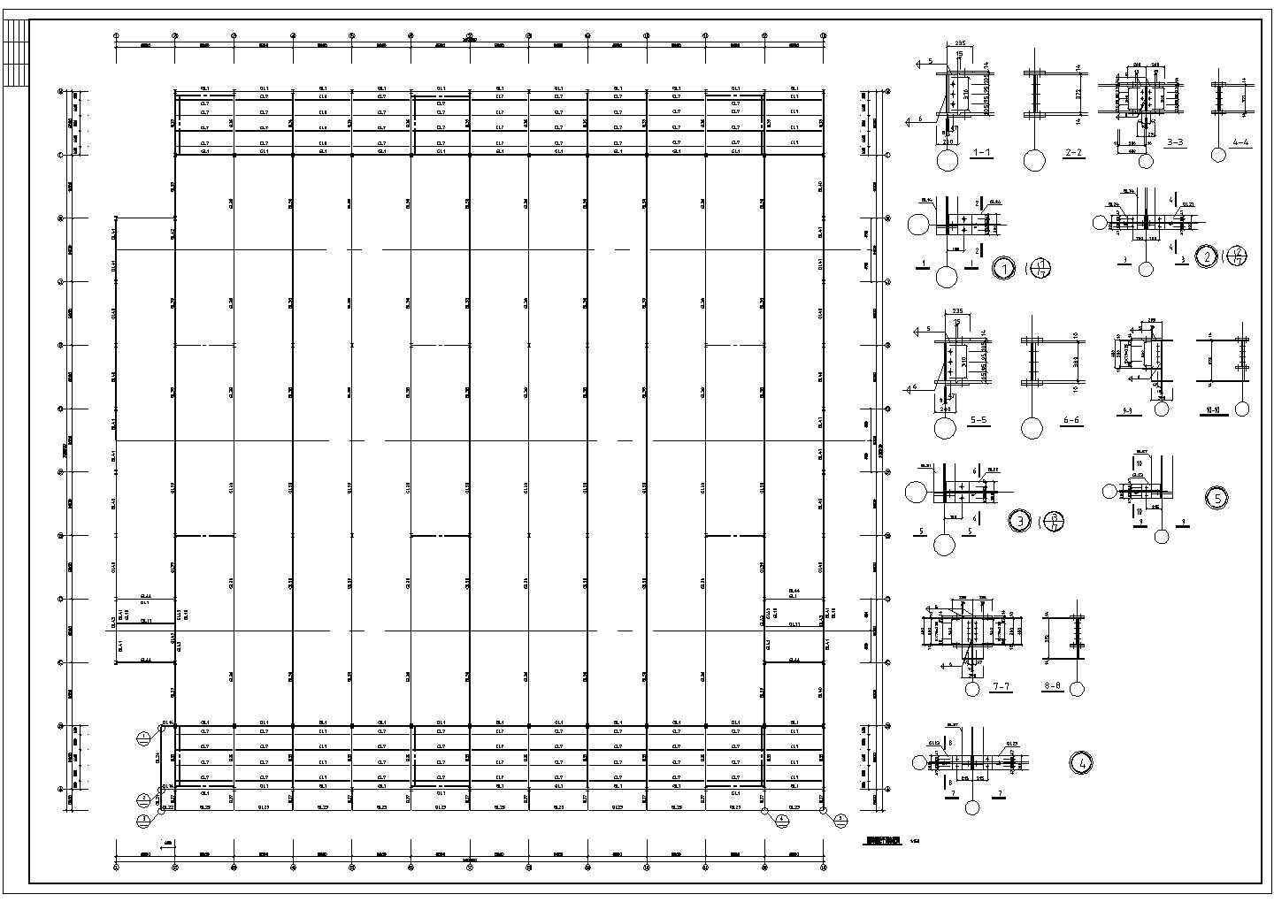苏州市某1.7万平米单层门式钢结构家具城结构设计CAD图纸