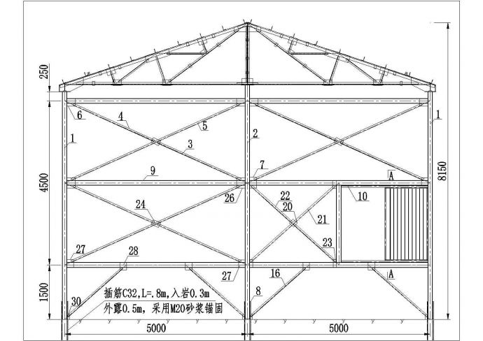 杭州市某炼油厂单层钢结构库房全套结构设计CAD图纸_图1