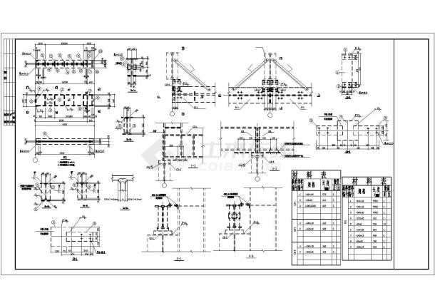 湖州市某工厂15吨级钢结构吊车厂房结构设计CAD图纸-图一