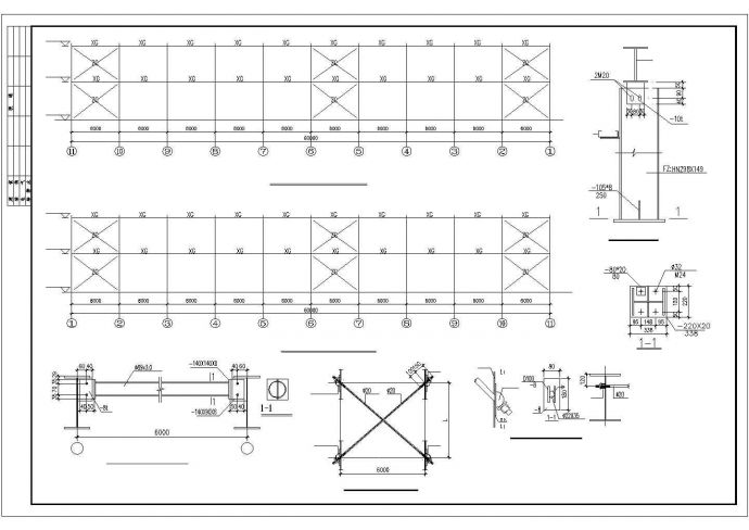 青岛市某钢材厂9100平米单层钢结构厂房结构设计CAD图纸_图1
