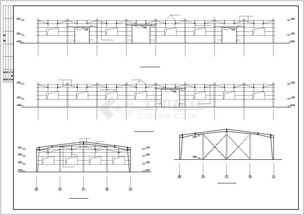 昆山市某陶瓷厂8000平米单层钢结构仓库结构设计CAD图纸-图一