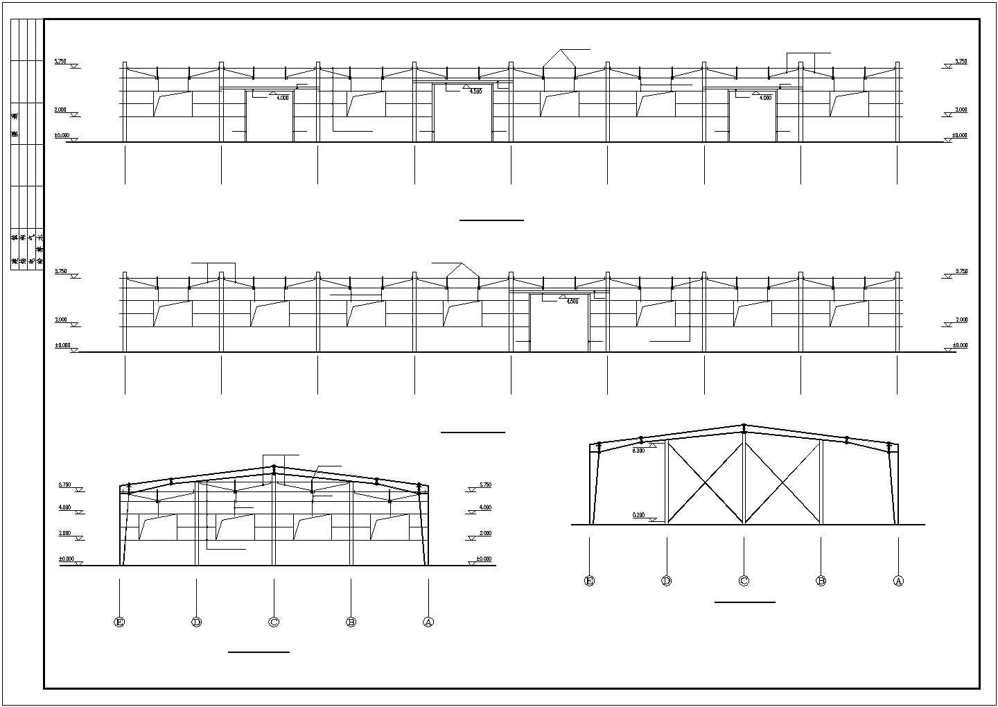 昆山市某陶瓷厂8000平米单层钢结构仓库结构设计CAD图纸