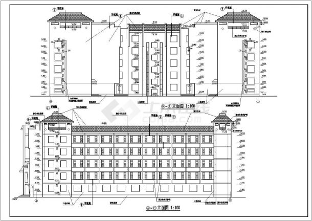 某学校五层砖混结构学生公寓楼（10402.26平方米）设计cad全套建筑施工图（含设计说明）-图二
