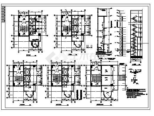 某高层办公楼建筑设计cad图纸（含楼梯卫生间大样）-图一
