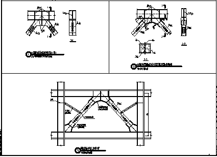 人字形支撑设计某民用钢框架人字形支撑的连接节点构造大样设计cad