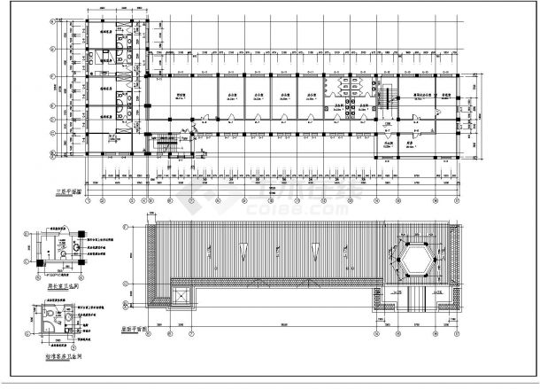 某五层框架结构社保局综合办公楼施工cad图纸-图二