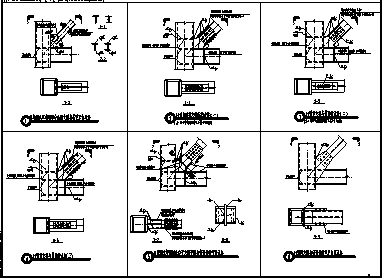 某民用钢框架箱形柱H形梁与支撑的连接节点构造设计cad图(含六种设计)_图1